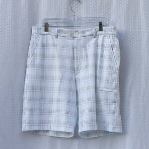 Pebble Beach Performance Size 36 grey plaid lightweight golf shorts Men's tan
